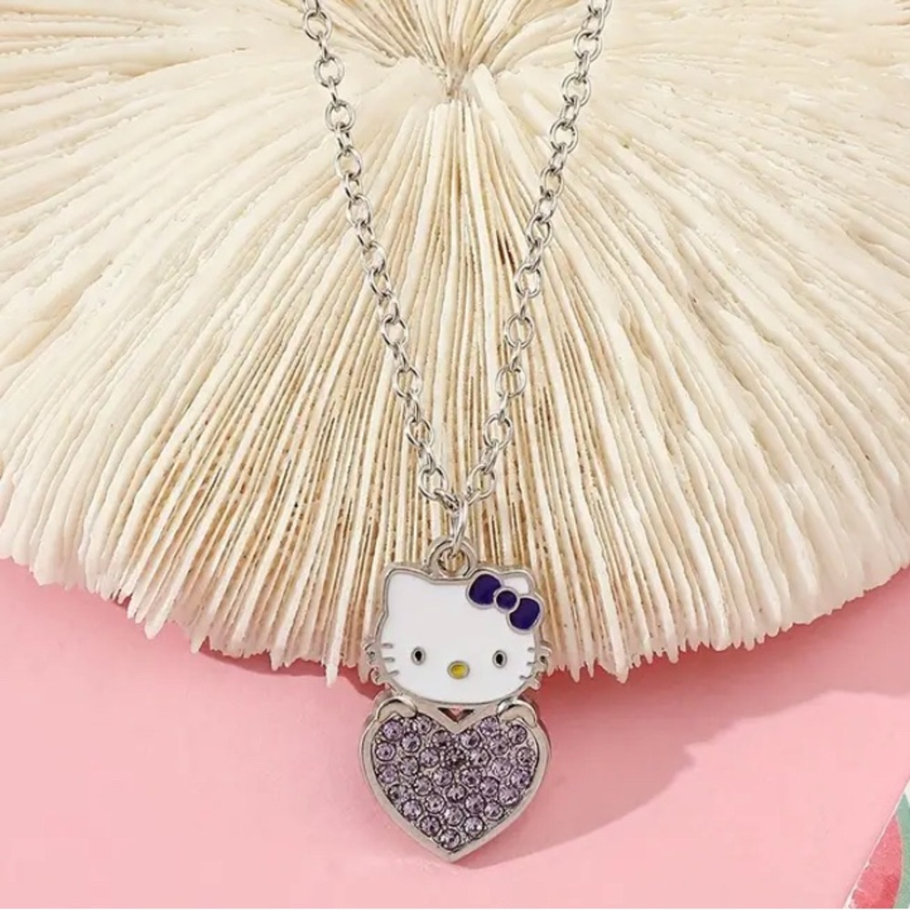 Sanrio Hello Kitty Silver and Purple Necklace